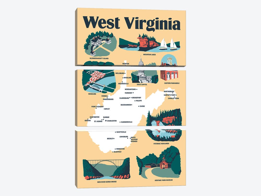 West Virginia by Vestiges 3-piece Canvas Art