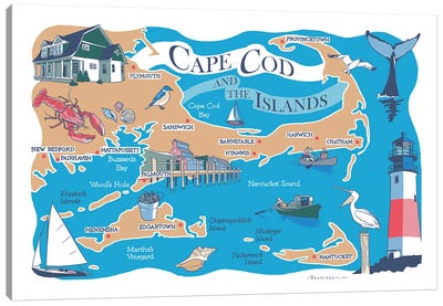 Cape Cod Canvas Art Print - State Maps