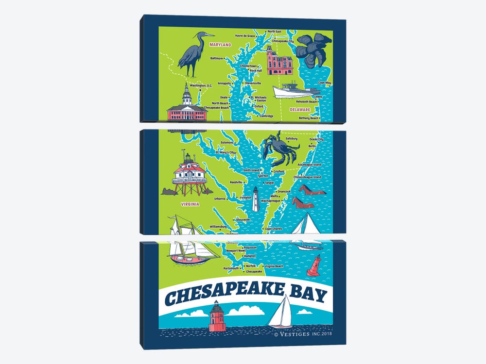 Chesapeake Bay by Vestiges 3-piece Canvas Print