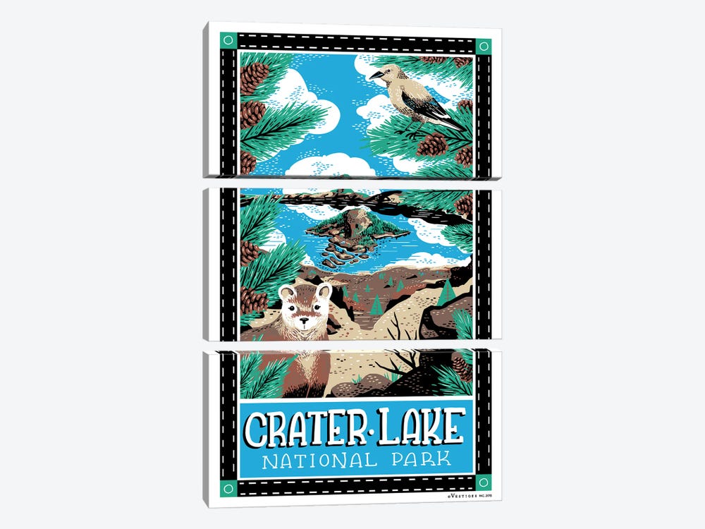 Crater Lake National Park by Vestiges 3-piece Canvas Print