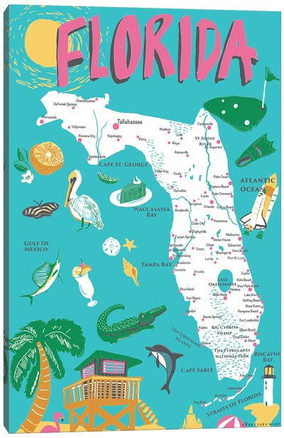 Florida II Canvas Art Print - State Maps