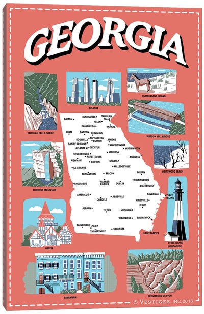 Georgia Canvas Art Print - State Maps
