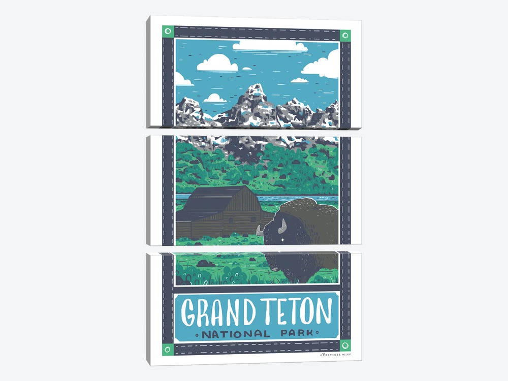 Grand Teton National Park by Vestiges 3-piece Canvas Artwork