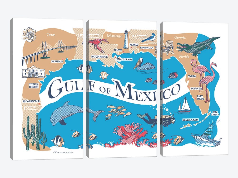 Gulf Of Mexico by Vestiges 3-piece Art Print