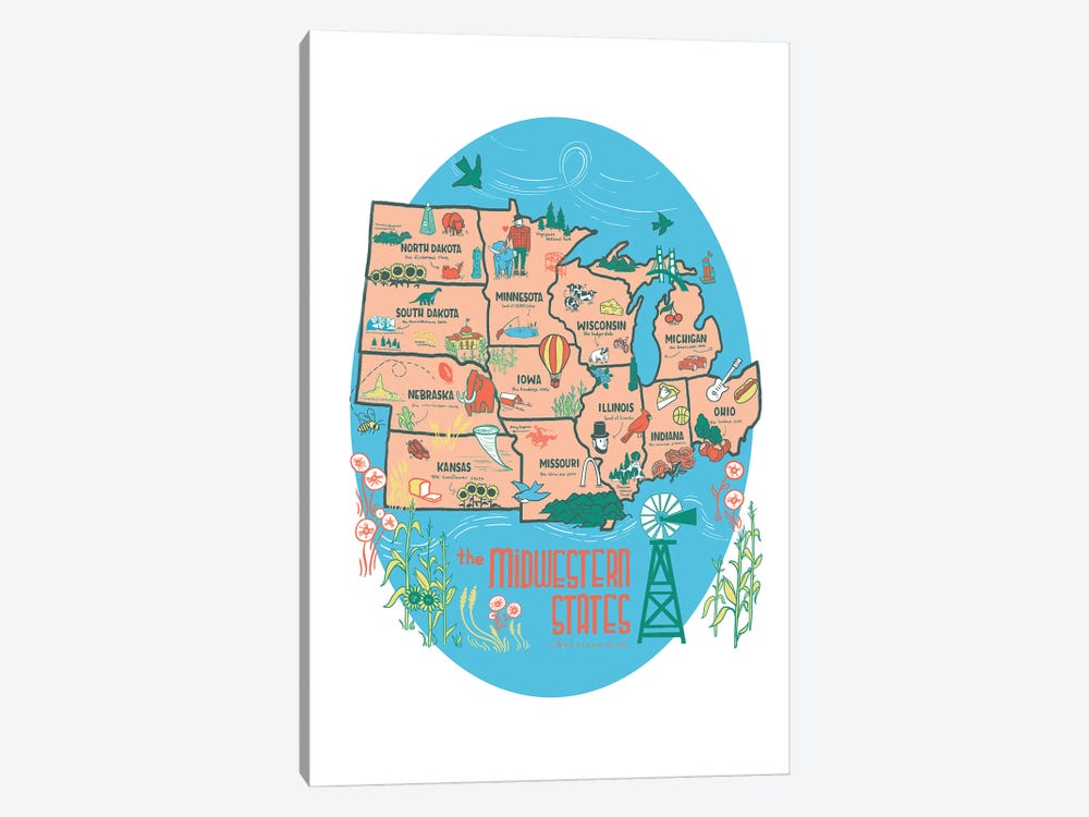 Midwestern States by Vestiges 1-piece Canvas Artwork