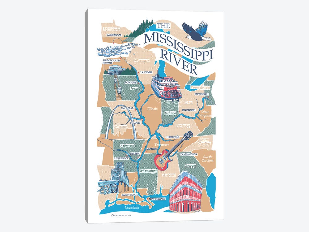 Mississippi River by Vestiges 1-piece Canvas Wall Art