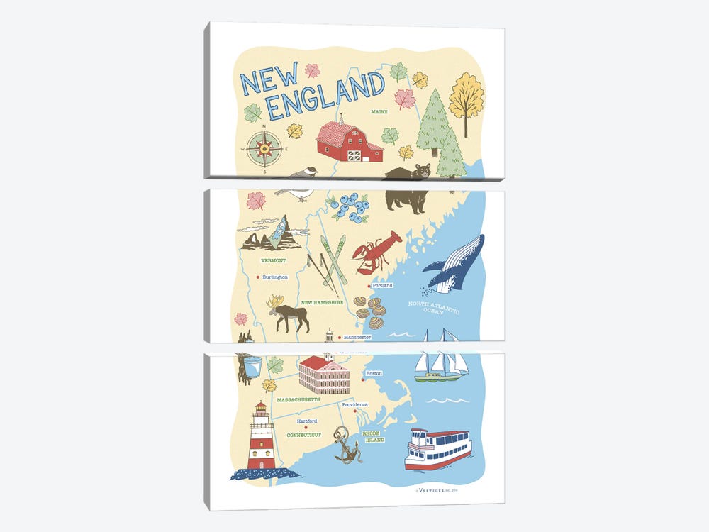 New England by Vestiges 3-piece Canvas Art Print