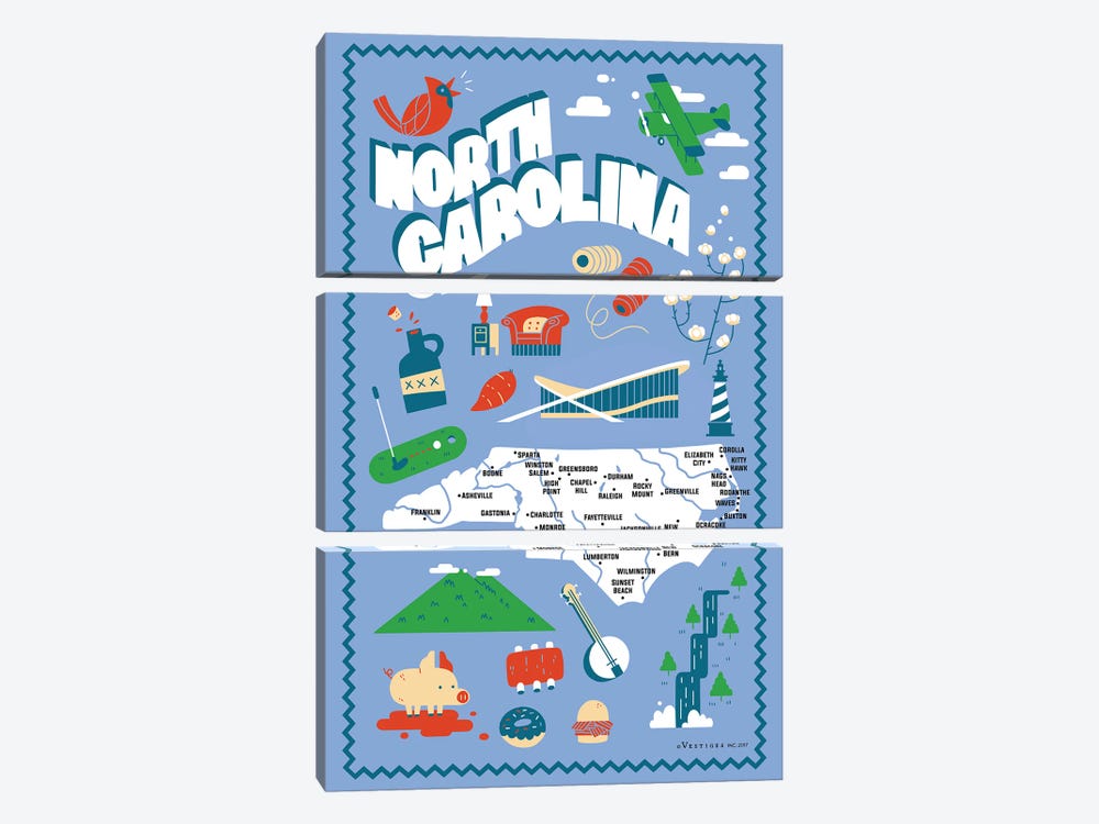 North Carolina II by Vestiges 3-piece Canvas Art Print