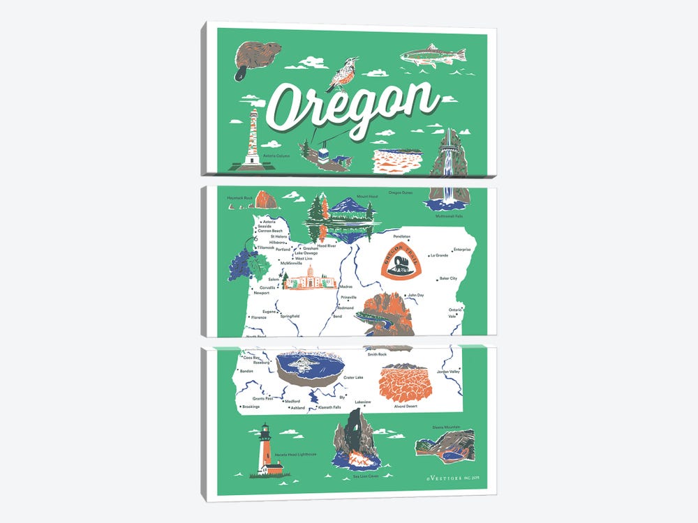 Oregon by Vestiges 3-piece Canvas Art Print
