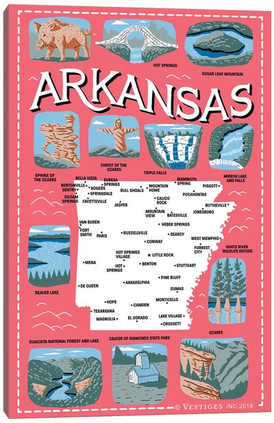 Arkansas Canvas Art Print - Arkansas