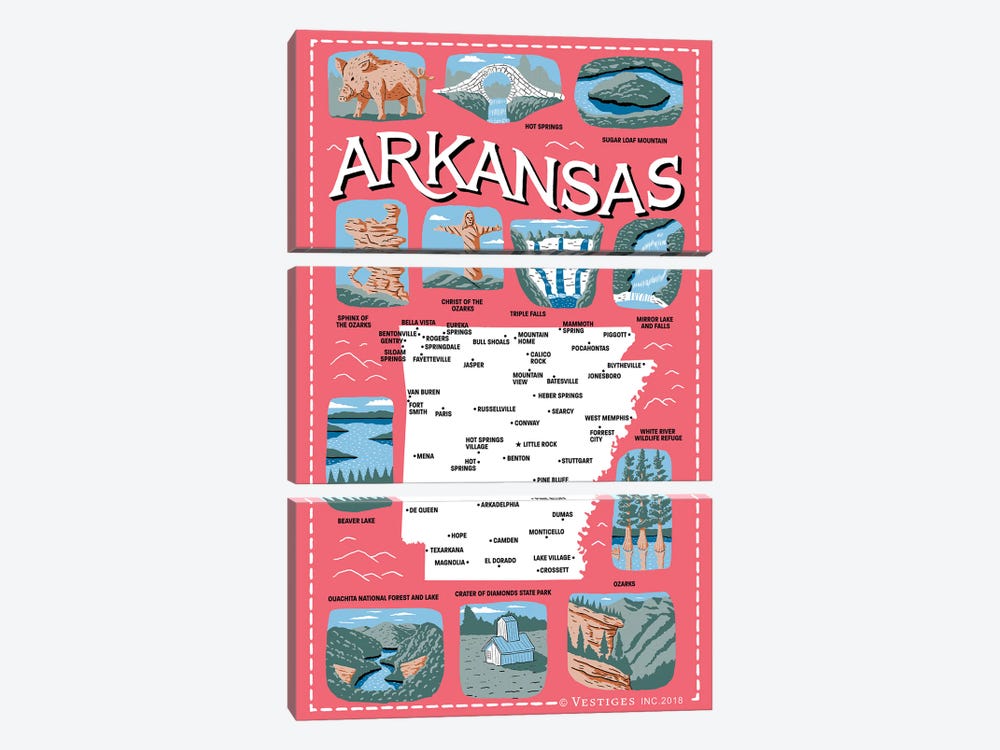 Arkansas by Vestiges 3-piece Canvas Art