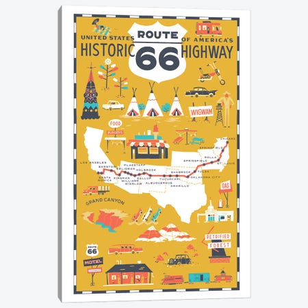 Route 66 Canvas Print #VSG88} by Vestiges Canvas Art Print