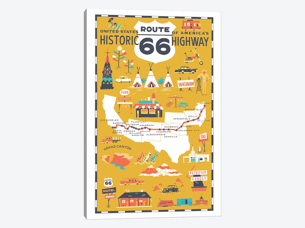 Route 66 by Vestiges 1-piece Canvas Wall Art