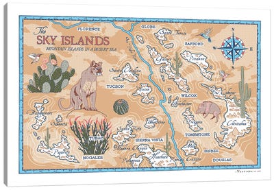 Sky Islands Canvas Art Print - State Maps
