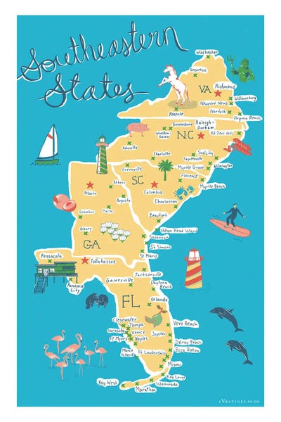 Southeastern States by Vestiges canvas print