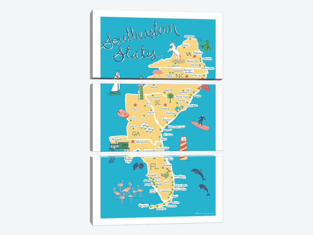 Southeastern States by Vestiges 3-piece Art Print