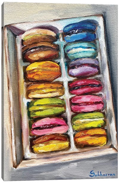 Still Life With The Box Of Macaroons Canvas Art Print - Macaron Art