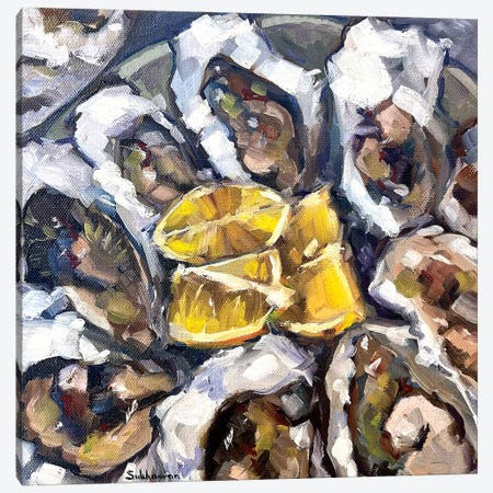 Still Life With Oysters And Lemons Canvas Print #VSH107} by Victoria Sukhasyan Canvas Art