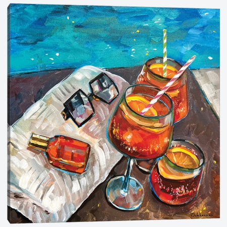 Aperol Spritz By The Pool Canvas Print #VSH10} by Victoria Sukhasyan Canvas Art Print