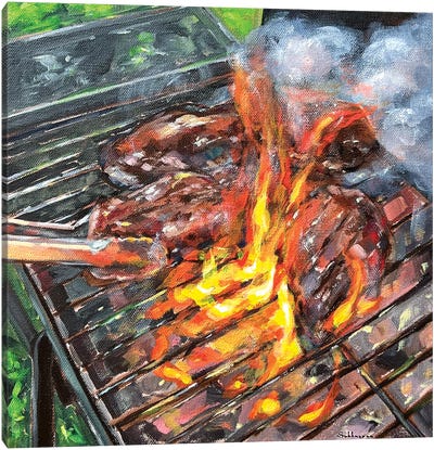 Sunday BBQ Canvas Art Print - Meat Art