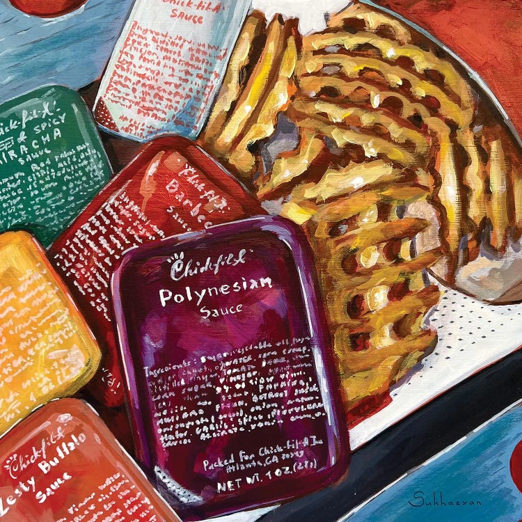 Still Life With Chick-Fil-A French Fries And Sauces by Victoria Sukhasyan wall art