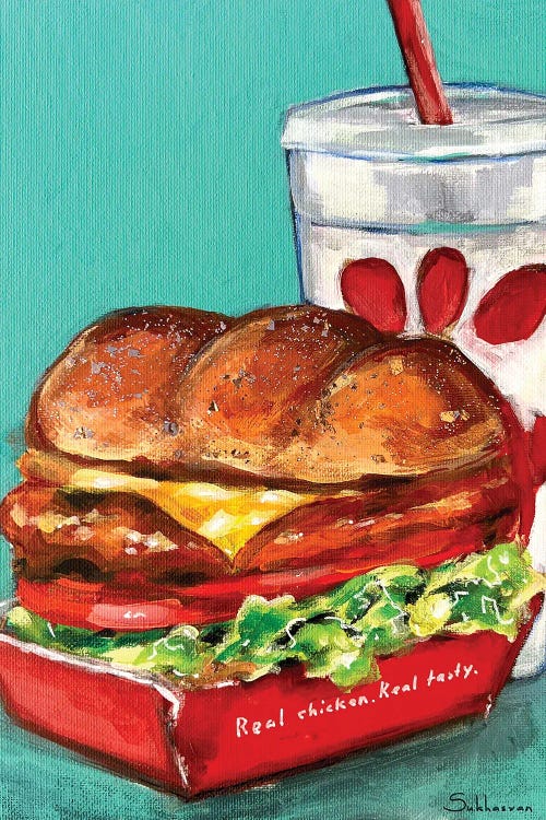 Still Life With Chick-Fil-A Chicken Burger And Coke