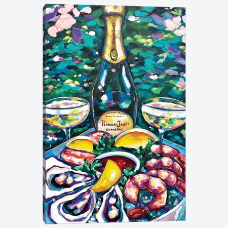 Still Life With Champagne, Mussels, Shrimps And Lemons Canvas Print #VSH121} by Victoria Sukhasyan Canvas Art Print