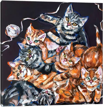 Grey And Red Kittens Canvas Art Print - Victoria Sukhasyan
