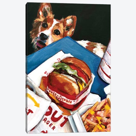 Corgi And In-N-Out Burger Canvas Print #VSH124} by Victoria Sukhasyan Canvas Wall Art