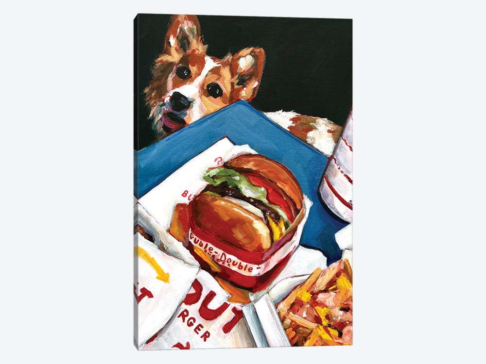 Corgi And In-N-Out Burger by Victoria Sukhasyan 1-piece Canvas Art