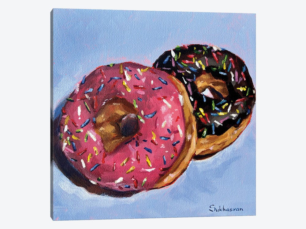 Still Life With Strawberry And Chocolate Donuts by Victoria Sukhasyan 1-piece Canvas Print
