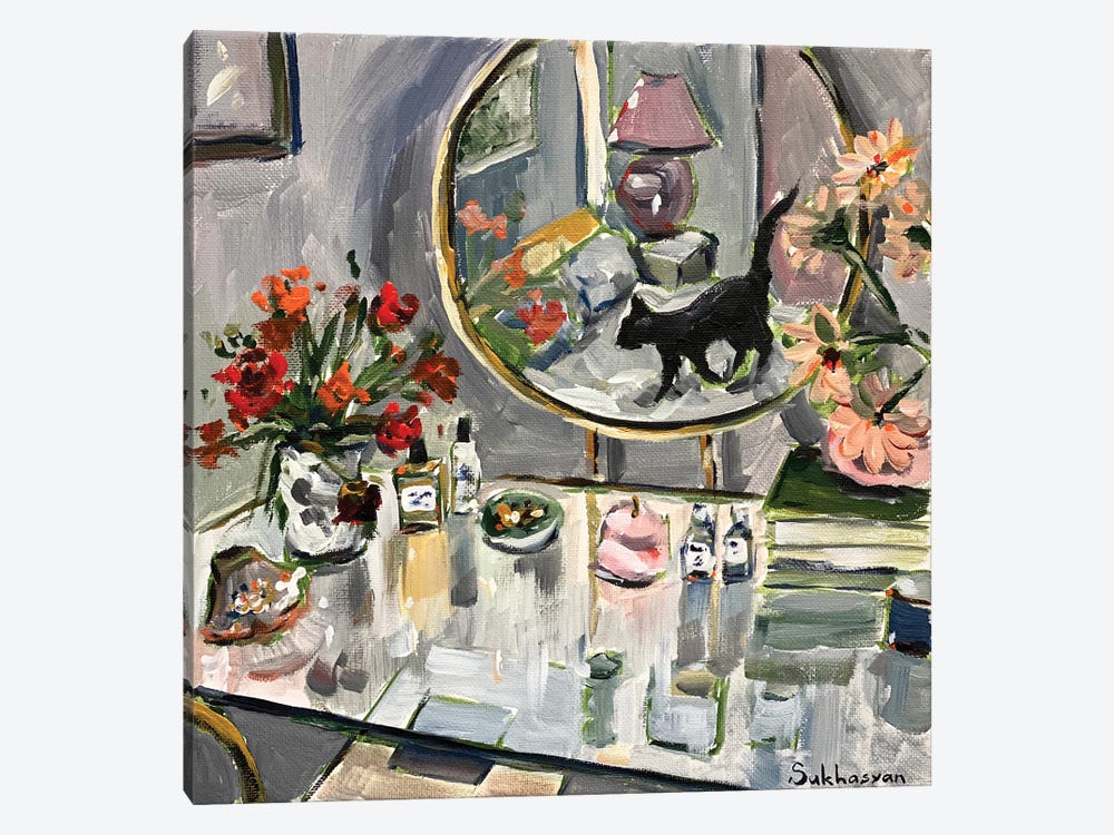 Interior With A Black Cat by Victoria Sukhasyan 1-piece Canvas Art Print