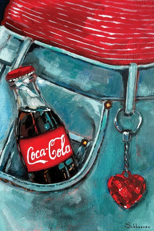 Coca-Cola, Blue Jeans And Heart Shaped Keychain by Victoria Sukhasyan wall art