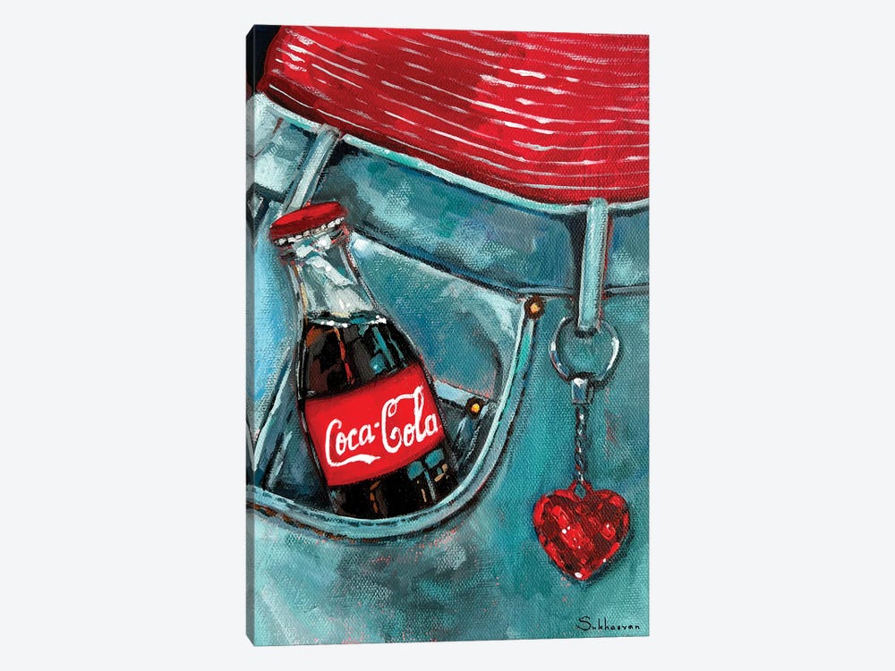 Coca-Cola, Blue Jeans And Heart Shaped Keychain by Victoria Sukhasyan 1-piece Canvas Print