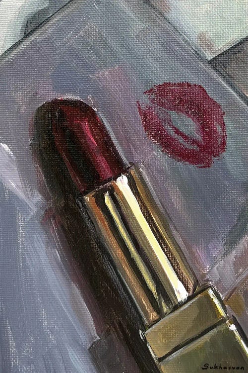 Red Lipstick And A Kiss by Victoria Sukhasyan wall art