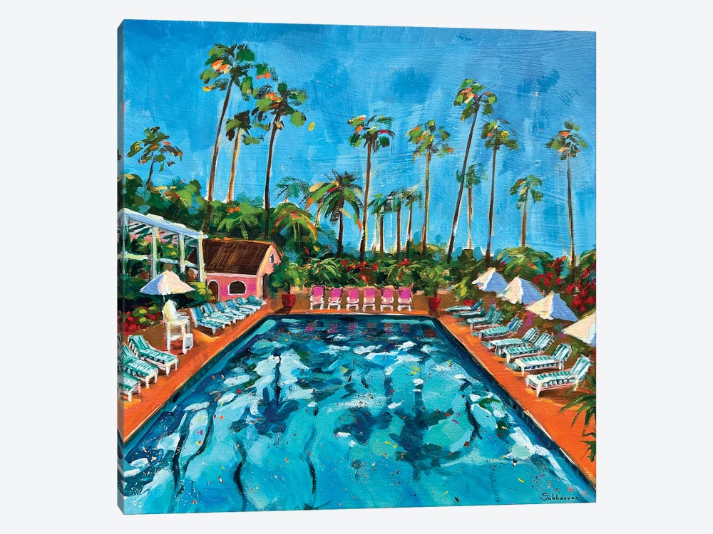 By The Pool California Scenery by Victoria Sukhasyan 1-piece Canvas Artwork