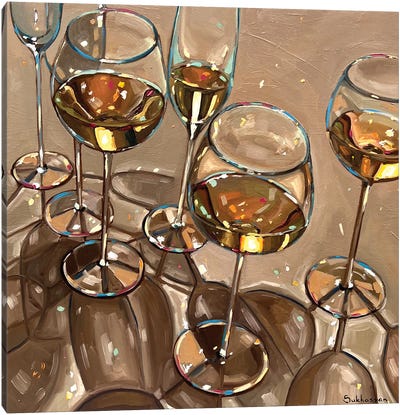 Still Life With Wine Glasses Canvas Art Print - Food & Drink Still Life
