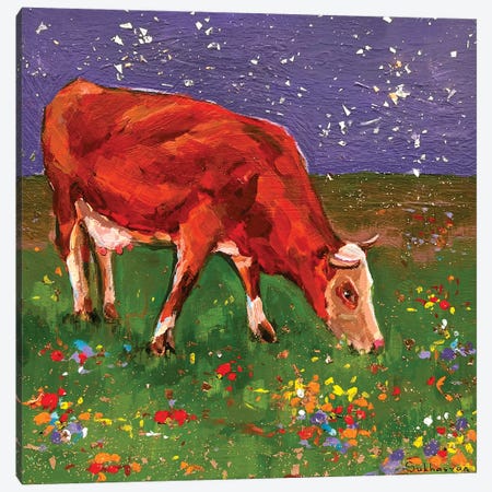 The Red Cow Canvas Print #VSH145} by Victoria Sukhasyan Canvas Art