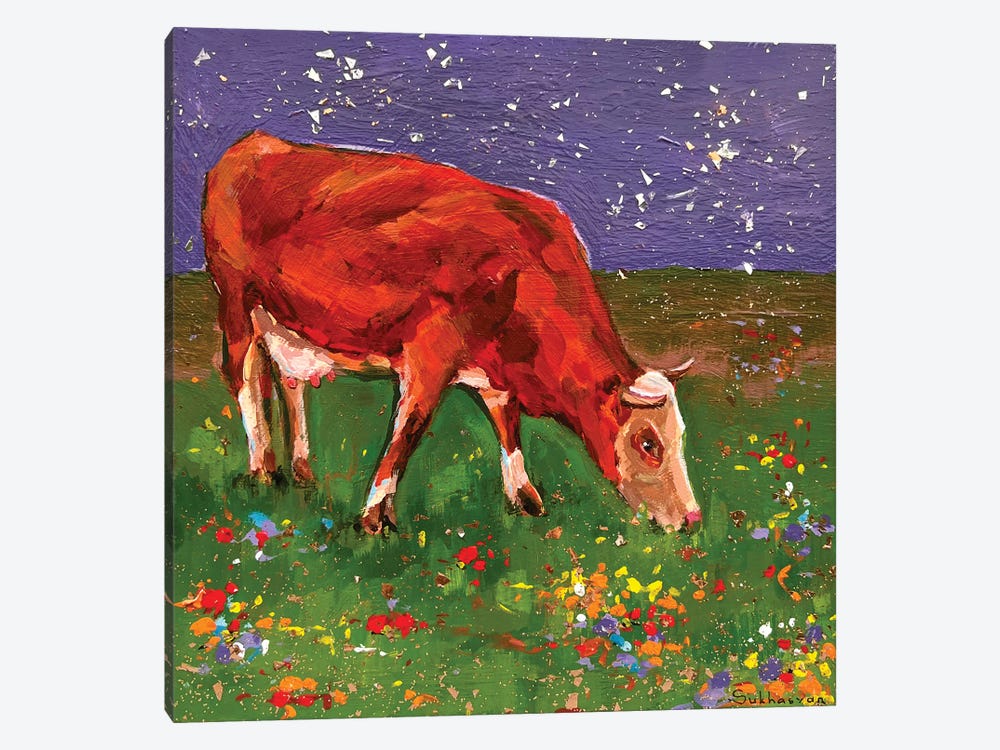 The Red Cow by Victoria Sukhasyan 1-piece Canvas Print