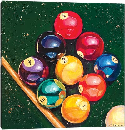 Still Life With Billiard Balls Canvas Art Print - Pool & Billiards Art