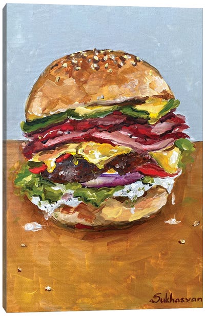Still Life With Burger Canvas Art Print - Sandwich Art