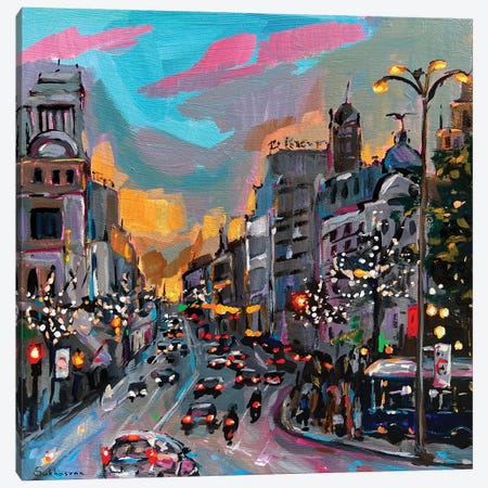 Sunset In Madrid Canvas Print #VSH152} by Victoria Sukhasyan Canvas Art