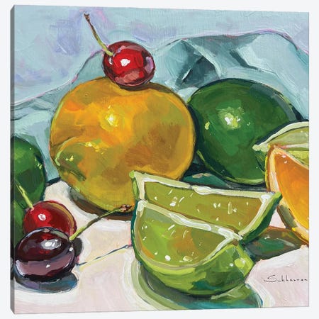 Still Life With Lemons, Cherries And Limes Canvas Print #VSH153} by Victoria Sukhasyan Canvas Artwork