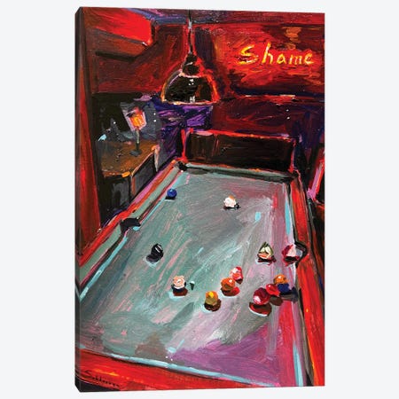 Interior In Red With Billiard Table Canvas Print #VSH154} by Victoria Sukhasyan Canvas Art Print