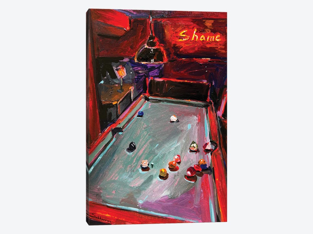 Interior In Red With Billiard Table by Victoria Sukhasyan 1-piece Art Print