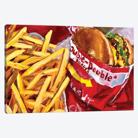 Still Life With Double In-N-Out Burger And Fries II Canvas Print #VSH155} by Victoria Sukhasyan Canvas Print