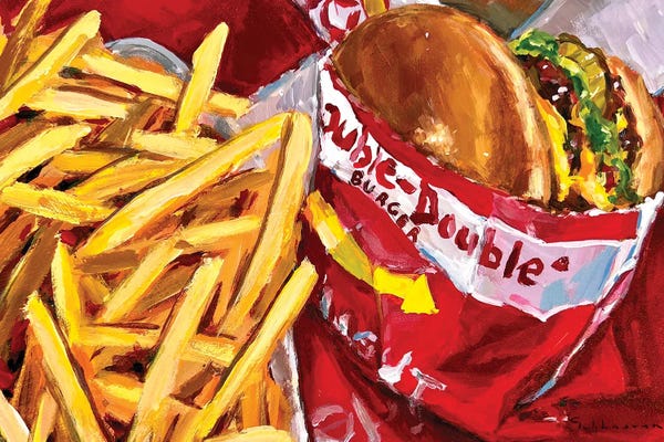 Food & Drink Still Life: Still Life With Double In-N-Out Burger And Fries II by Victoria Sukhasyan