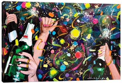 Party Night Canvas Art Print - Champagne Art