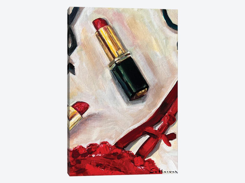The Red Lipstick And Lingerie by Victoria Sukhasyan 1-piece Canvas Wall Art
