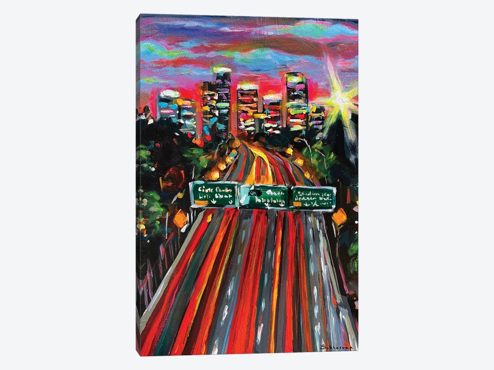 Los Angeles Cityscape At Night. Downtown by Victoria Sukhasyan 1-piece Canvas Wall Art